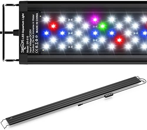 SEAOURA Aquarium Lighting Full Spectrum Aquarium Lights with Timer Automatic On/Off 10 Brightness Levels Dimmable, 3 Light Modes for 118-137 cm Freshwater Aquarium, 36 W