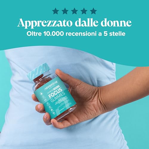 Gommose Focus – Formula Vegetale Per Energia Mentale E Concentrazione – Con 17 Nutrienti Tra Cui Ginseng, Lions Mane, Ginkgo Biloba, Probiotici E Vitamine – Vegane – 60 Gommose - Novomins - 9