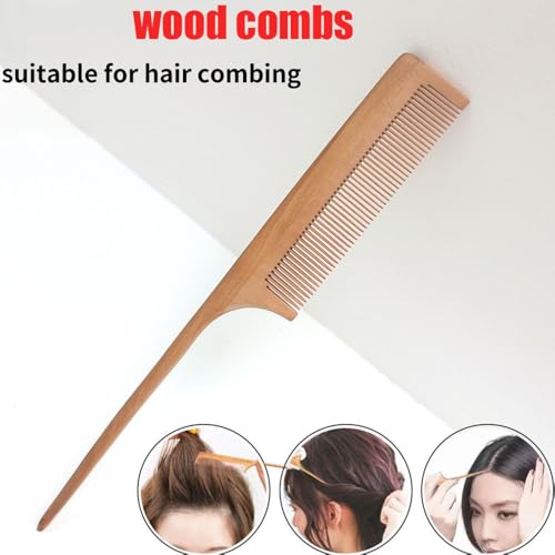 Peines de cola de rata de madera con dientes finos, pack de 4 miniatura 3