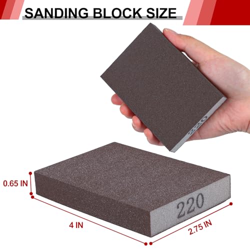 YNZDRWA 8 Pack Sanding Sponge, Washable and Reusable Sanding Blocks for Drywall Wood Metal Furniture, 60/80/120/220 Grit Sandpaper Block Assortment