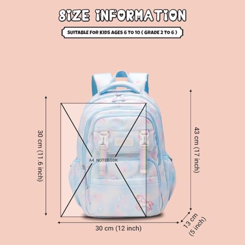 Image of Elios Rainbow Series 17-Inch School Backpack for Boys and Girls | Ages 6-10 Y | Multi-Compartment, Lightweight & Water-Resistant Bag, 2-6 Grade Ideal for School & Travel Use (Blue)