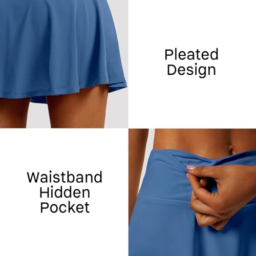 Image of Women's High Waist Pleated Tennis Skirt with 4 Pockets Lightweight Athletic Golf Skorts Skirts for Running Workout