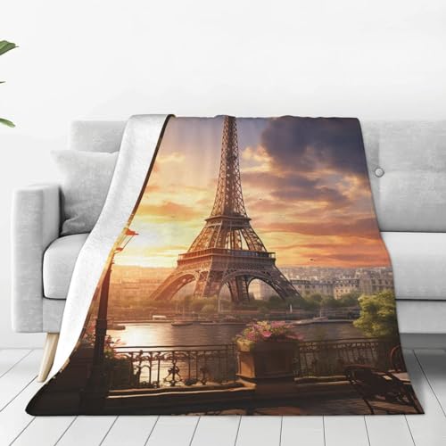 Couverture micro polaire chaude EiffelTower plaid canapé lit