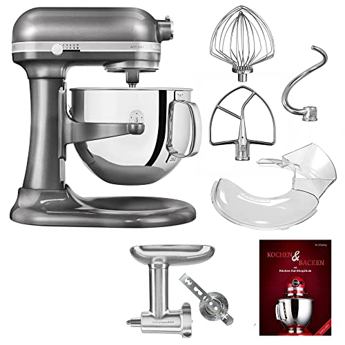 KitchenAid Küchenmaschine Artisan - P35 Starter-Set 6,9 L (FleischwGM) - 5KSM7580XEMS inkl. Fleischwolf Ganzmetall…
