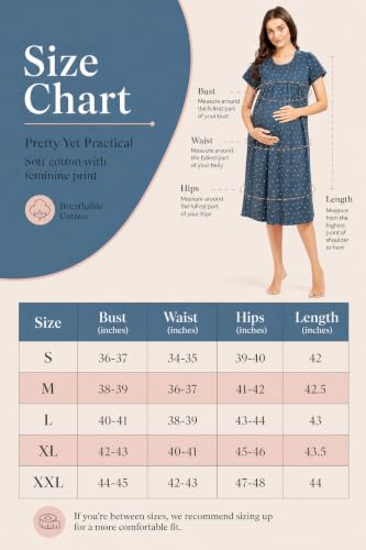 Image of AV2 Women's Cotton Floral Calf Length Maternity Nighty