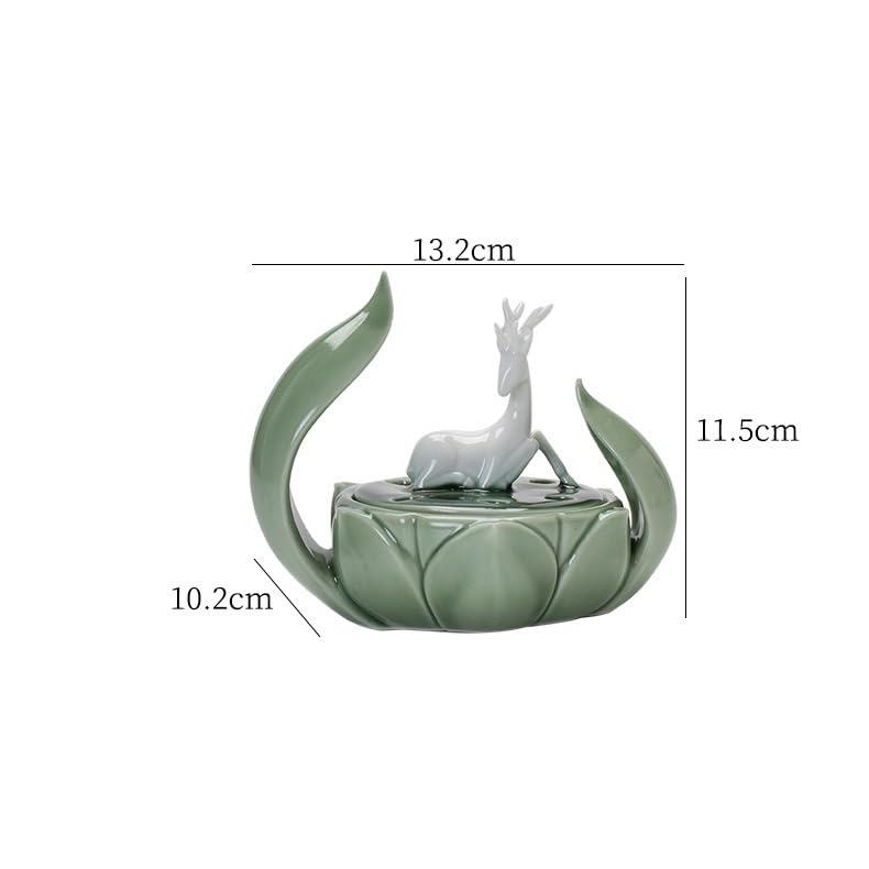 Quemador de Incienso de Cascada Quemador de incienso de loto de cerámica, adornos for el salón simples y creativos, quemador de aromaterapia Zen for interiores, quemador de sándalo de madera de agar Q