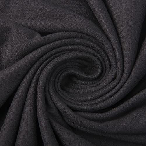 David Angie Double Brushed Poly Knit Fabric Solid Color 4 Way Stretch Spandex Knitting Fabric DBP Fabric by The Yard for Clothes Sewing (Black)
