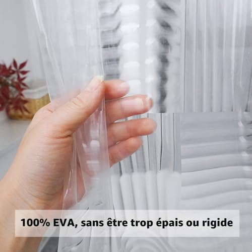 EurCross Rideau de douche transparent 180x200 avec motif géométrique 3D, rideau de douche imperméable pour salle de bain avec 3 aimants plus forts en bas, rideau de douche en plastique EVA – vue 4