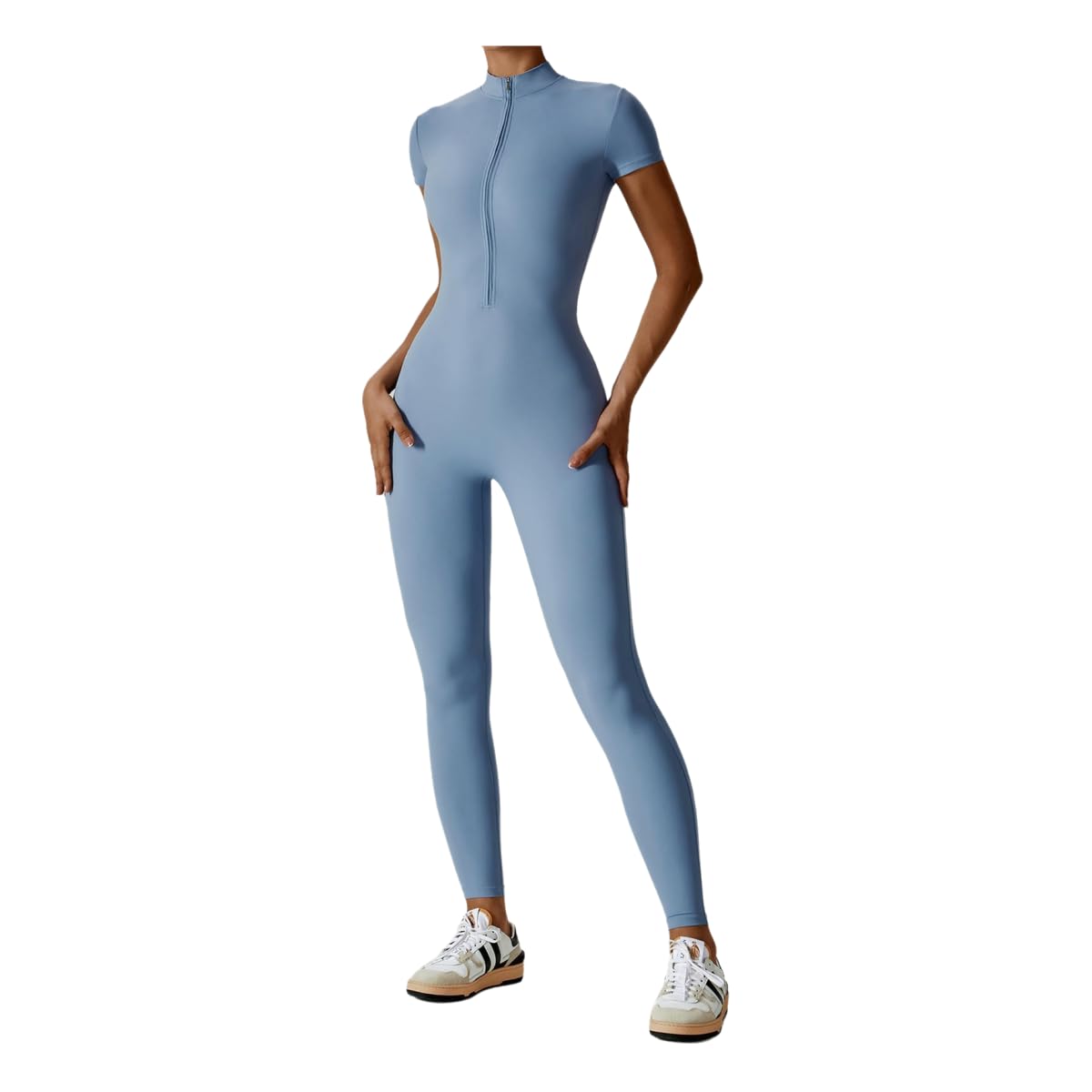 Ropa de yoga compresiva con cremallera y pantalones deportivos moldeadores