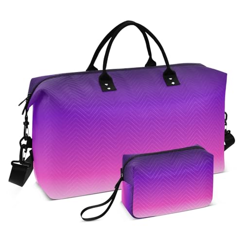 Generic Purple Gradient Travel Duffle Bag Duffel Bags Tote Gym Bag Weekender Bag Carry On Duffel Bags with Toiletry Bag Overnight Luggage Bag for Women Men Adults Airplanes Trip Yoga Sports