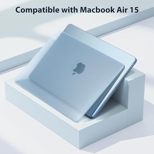 Image of BlueSwan for MacBook Air 15 inch Case M5 M4 M3 M2 2026 2025-2023, A3448 A3241 A3114 A2941, Sleek Fit Color Match, Grippy Matte Texture, Mac Book Air 15.3'' Hard Shell Laptop Cover, Sky Blue Clear