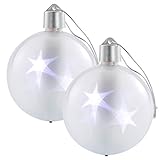 Lunartec Weihnachtsdeko Kugel: 2er-Set LED-Weihnachtskugeln mit 3D-Effekt, weiß (Christbaumschmuck für Weihnachten)