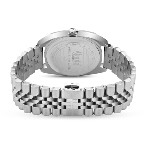 Image of Ajanta Quartz Analog Watch for Men | Stainless Steel Bracelet | Round Dial with Square Case | Classic Formal Wrist Watch | Office Wear|AWC132ESG