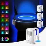 Witshine [4 Pack Rechargeable Toilet Night Light, LED Color Changing Toilet Bowl Nightlight with Dus