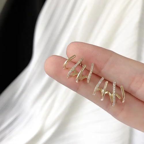 Image of Estailo Fashion Set of 3 Gold-Plated Teardrop Hoop Earrings for Women & Girls | Pearl Beaded Alloy Hoops in Elegant Designs | Stylish Combo for Casual & Special Occasions