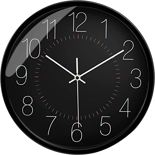 Image of TEKCOOL Wall Clock 12 inch Silent Quartz Decorative Wall Clock Non-Ticking Classic Digital Clock Battery Operated Round Easy to Read Handheld Complete Home /Kitchen /Bedroom(427);