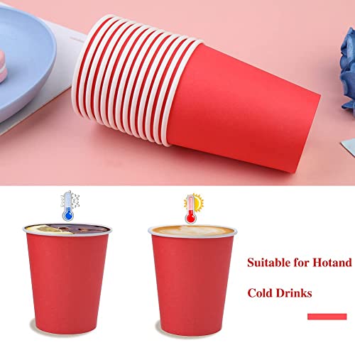 Hssugi 25 Pack Paper Cups 8 Oz,Red Cups For Party, Disposable Paper Coffee Cups, Suitable For Offices, Home Kitchens, Coffee Shops,Tea, Water, Juice Great For Home And Office(Red) #TOP3
