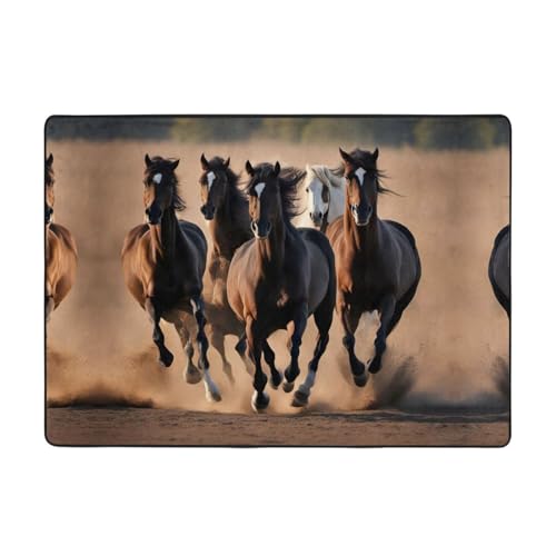 Tapis motif chevaux antidérapant pour sécuriser et réchauffer votre chambre - 2