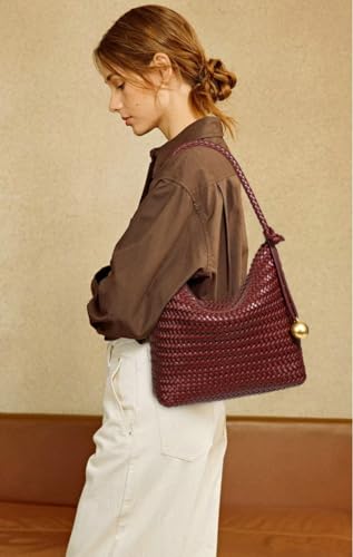 Bolso Tote tejido de cuero sintético para mujer miniatura 3