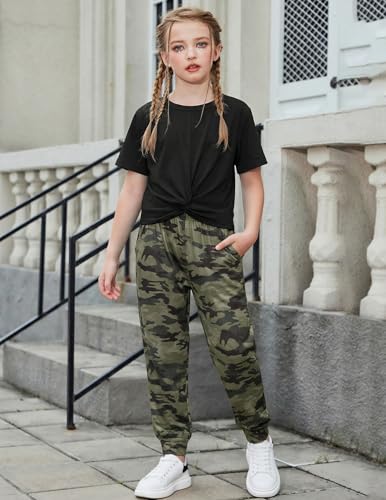 Image of Arshiner Girls Clothing Sets Tie Dye Twist Front Tops & Sweatpants Outfits Sportwear Sweatsuits Tracksuits 4-13 Year