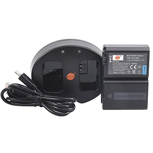 DSTE Replacement for 2 x NP-FW50 Battery + Dual USB Charger Compatible Sony