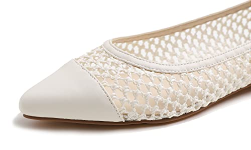 Image of FEVERSOLE Women's Woven Pointy Fashion Cutouts Breathable Knit Flat Shoes
