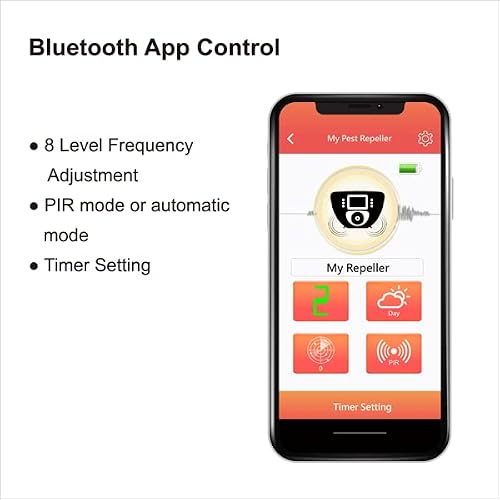 Digimax Smart Animal Repellent, Ultrasonic Wave, Solar Power Supply, Led Light, Moisture Resistant, Outdoor, Waterproof, Bluetooth App Compatible, Bird, Fox, Deer, Cow, Rat, Dog, Cat, Racoon, Bat #TOP6