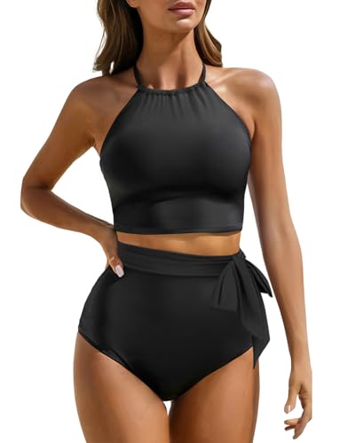 Tempt Me Women Black High Waisted Bikini Sets - Two...