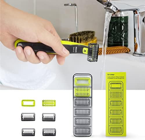 YINKE Guide Comb Attachments with Cases for Philips One Blade & OneBlade Pro QP2520 QP2530 QP2620 QP2630 QP6510 QP6520 Trimmer, Stubble Body Skin Face Guards with Storage Cover for Replacement