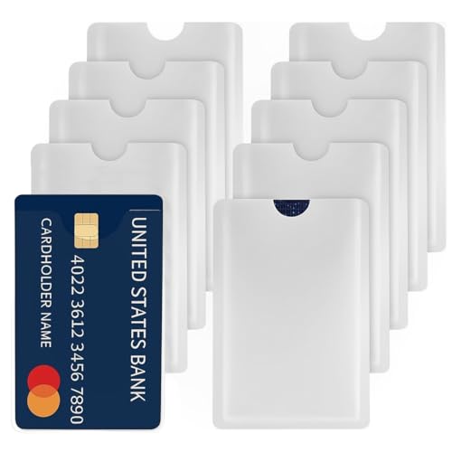 Protection Carte bancaire - 10 pièces - certifié - etuis Anti RFID NFC - Plastique - Une Face Transparent - RFID Protection pour Cartes Bleu et sans Contact