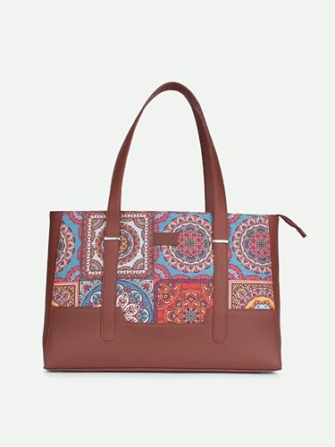 Image of ZOUK Handcrafted Vegan Leather Travel Tote Bag for Women with Multiple Compartments | Spacious Water-Resistant Shoulder Bag for Travel, Vacation, Day Trips |