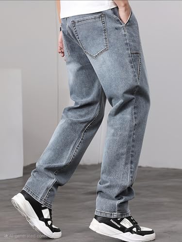 Image of URBAN POCKETS Streetwear Jeans for Men | Stylish Denim Jeans | Relaxed Wide Leg | Baggy Fit | Unique Stitch (U-25-U28)