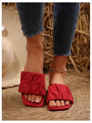 Image of GORGLITTER Women's Summer Cute Flat Sandals Dress Slide Sandals Square Toe Wedding Shoes Vacation Trendy Sandals 2026