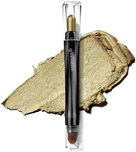 LUXAZA Cream Single Eyeshadow Stick with Blending Brush, Hypoallergenic Eye Shadow Stick Makeup, Pro Waterproof & Long Lasting Eye Brightener Stick,Eyeshadow Pencil Crayon Shimmer #101