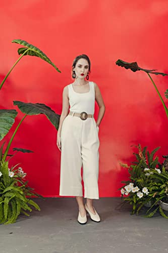 SANDY & SID Women's Wide Leg Capri Pants Casual Culottes Womens Pant with Belt and Pockets for Daily, Business, Work, Office2