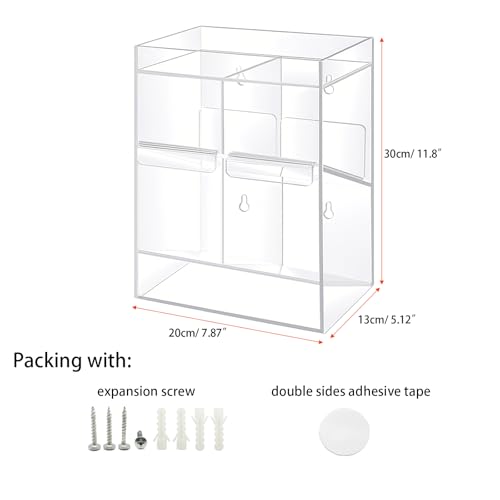 LSVERDE Acrylic Test Tube Rack Vial Holder with 4 Compartment and 2 Pull Out Trays Large Wall-Mounted and Countertop Lab Organizer Stand for Storage (11.8x 7.87 x 5.12 Inches)