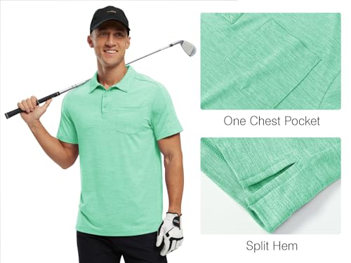 Image of Rdruko Men's Polo Shirts Short Sleeve Quick Dry Outdoor Golf Sports Shirts with Pocket