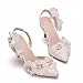 Zapatos de novia, sandalias de tacón de aguja de 9 CM, tacones altos con flores, zapatos de boda adecuados para banquetes de damas de honor de boda,Blanco,41EU