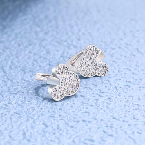 Cute Hoop Earrings for Girls Teens Women - Sterling Silver Hypoallergenic Cubic Zirconia Mouse Earrings Dainty Lovely Loop Earrings Fashion Jewelry Adorable Gifts for Christmas Birthday Daughter4
