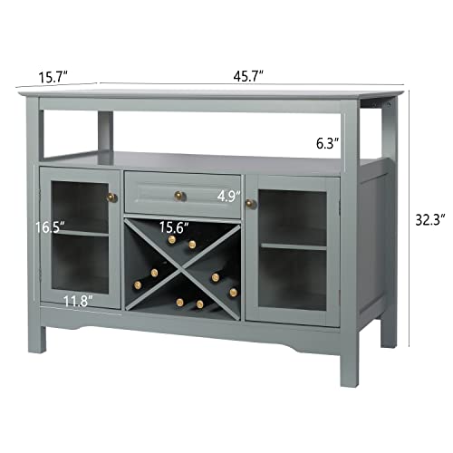 Gbu Modern Buffet Cabinet With Wine Rack - Wooden Kitchen Sideboard, Bar Cabinet With Storage For Dining Room Living Room Bar Buffet, Cupboard Table, Grey #TOP5