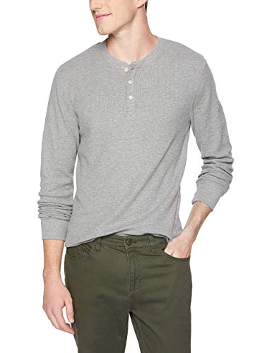 Amazon Brand - Goodthreads Men's Long-Sleeve Slub Thermal Henley, Heather Grey, Large