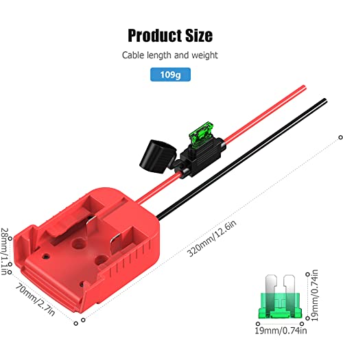 M18 Power Wheels Adapter For Milwaukee Battery 18V Battery Adapter For Diy Ride On Truck Rc Toys Robotics, Upgrade Battery Conversion With Switch Fuse Holder 12Awg Wire And 30Amp Fuses Kit, Red #TOP5