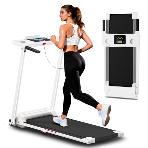 Image of Treadmill with Handle Bar, 3 in 1 Portable Walking Pad Treadmills, 3.0HP Quiet Desk Electric Treadmills for Home Office, Compact Jogging Running Machine with LED Display, 330LBS Capacity