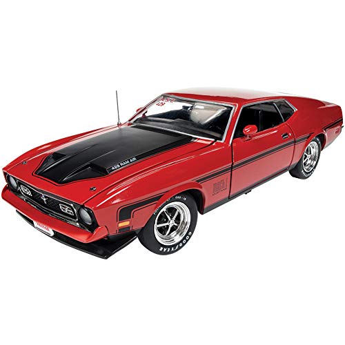 1971 Ford Mustang Mach 1 Bright Red with Black Stripes Hemmings Muscle Machines Magazine Limited Edition to 1002 Pieces Worldwide 1/18 Diecast Model Car by Autoworld AMM1150