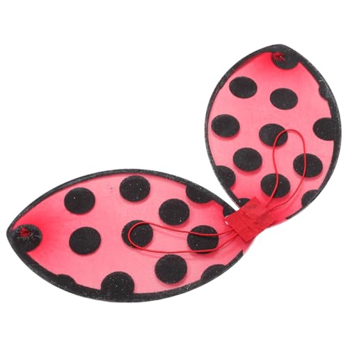 Abaodam Foldable Ladybug Wings for Kids Performance Mesh Cosplay Wing Red Costume Prop Portable Party Accessory for Girls Stage Play