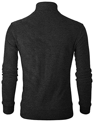 Ohoo Mens Slim Fit Zip-Up Cardigan Sweater with Fleece Lining Long Sleeve2