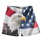 ALAZA Bird American Flag Fashion Boys' Swim Trunks Beach Shorts Quick Dry Swimsuit 10 Years