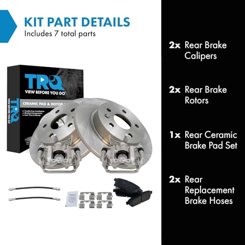 Image of TRQ Rear Brake Pad & Rotor Kit Ceramic Compatible with 2013-2016 Chevrolet Sonic