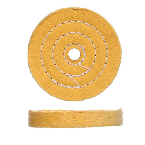 4 Inch 1 Ultra Fine Cotton(30 Ply) 1 Treated Yellow Cotton (38 Ply) 1 Fine Cotton (50Ply) Buffing Polishing Wheel For Drill 1/2 Inch Arbor Hole With 1/4'' Handle,3Pcs #TOP1