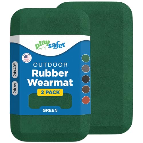 Image of Playsafer Playground Safety Rubber Wearmat for Swingsets and Slides - 1" Thick X 24" W X 40" L (2 Pack, Green)
